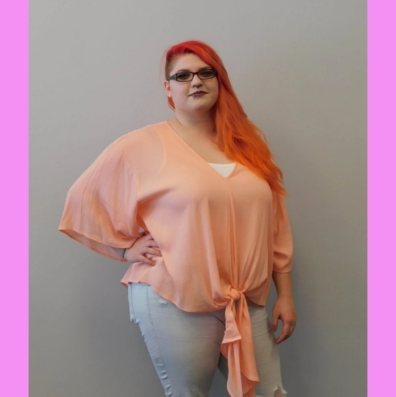 Peach Tie Top - Picture 1 of 1